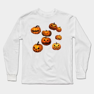 Pumpkins Halloween stikers Long Sleeve T-Shirt